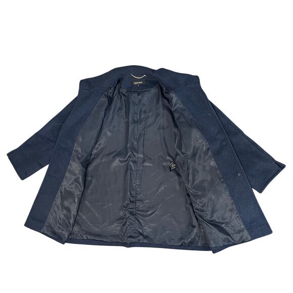 Ellen Tracy Winter Pea Coat Button Front Longline Wool Angora Women's 12 Navy - Picture 10 of 16